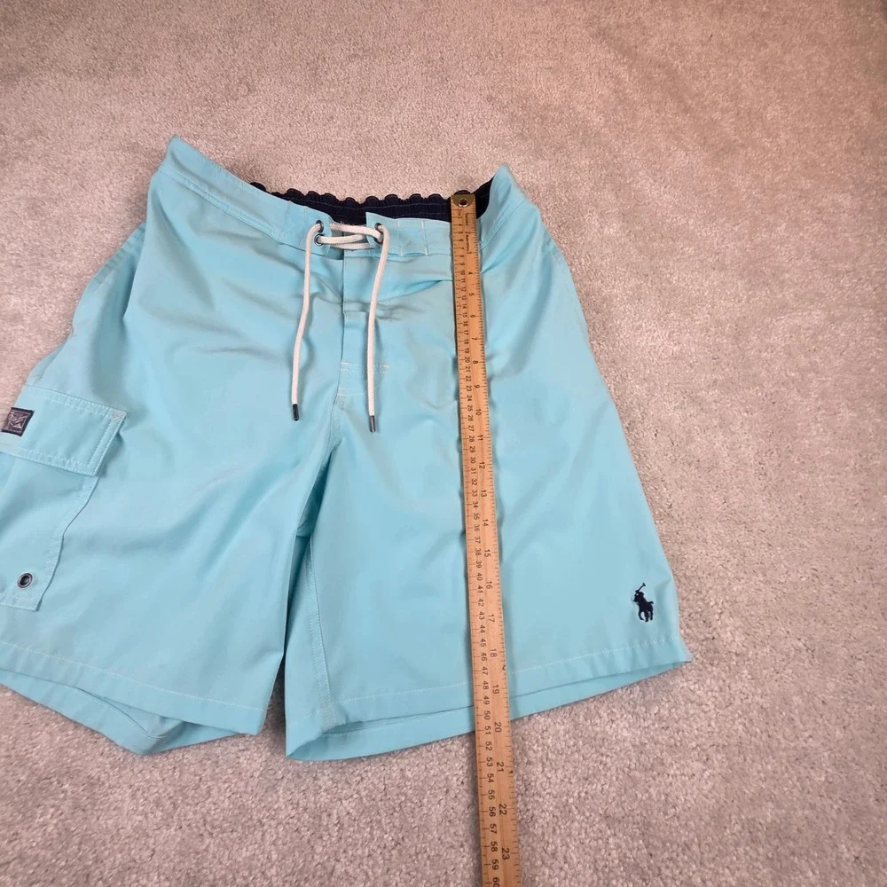Polo Ralph Lauren Mens Light Blue Cargo Swim Trunks Mesh Lined Size Large